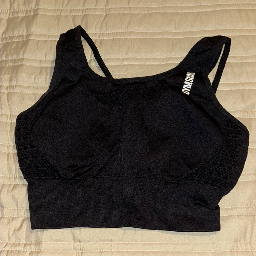 Gymshark black energy seamless longline sports bra
